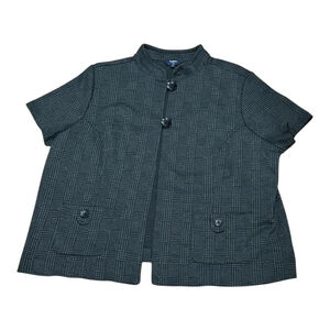 Reitmans Blazer Womens 18 Gray Plaid Short Sleeve Button Front Career Jacket